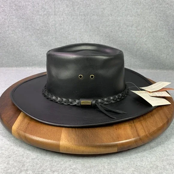 Cov-Ver Hat Cowboy Fitted Mens X-Large Black Leather Water Repellent Shapeable